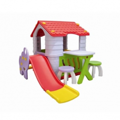 Labeille Dream Playhouse & Slide Luxury Complete Set – Atap Merah