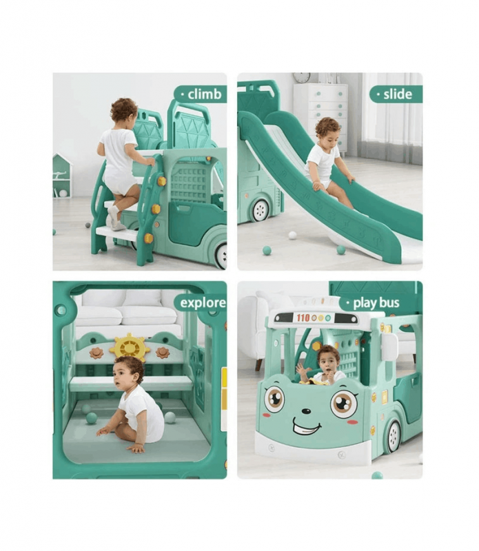 Happy Play Bus Slide Swing