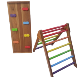 Pikler Triangle With Slide & Rock Climbing - Standar - Colorful