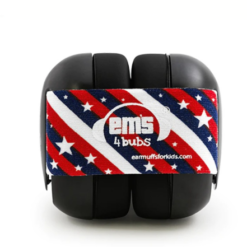 Ems Baby Earmuff - Black with Star Red Stripe