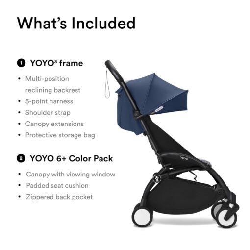 Stokke Babyzen Yoyo3 6+ Black Frame – Air France Blue - Gambar 4